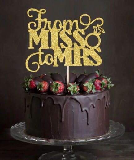 Cake topping "From Miss to Mrs" χρυσό glitter