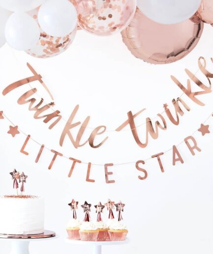 Γιρλάντα "Twinkle Twinkle Little Star" rose gold foil