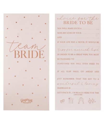 Blush κάρτες συμβουλών για την νύφη Rose Gold