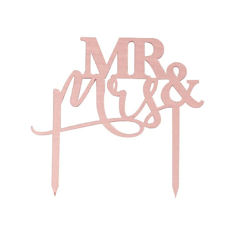 Mr and Mrs Rose Gold ακρυλικό Wedding Cake Topper