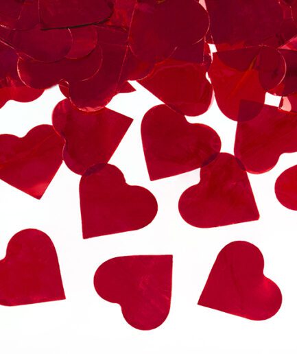 Κανόνι κομφετί με μεταλλικές καρδιές σε κόκκινο χρώμα, 40cm.