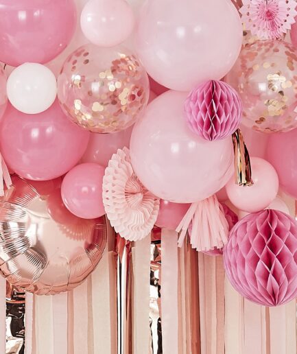 Blush And Peach Balloon And Fan Garland Party Backdrop, 90τμχ