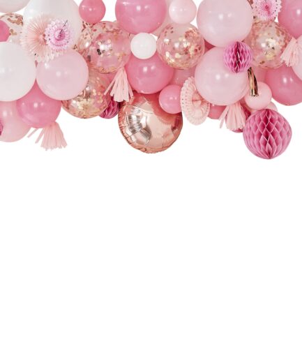 Blush And Peach Balloon And Fan Garland Party Backdrop, 90τμχ