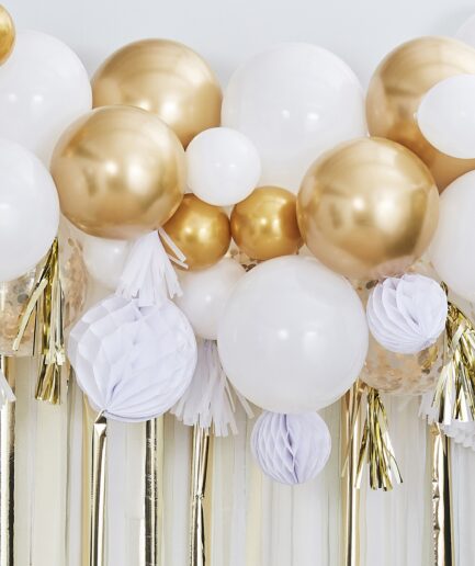 Gold Balloon And Fan Garland Party Backdrop, 80τμχ