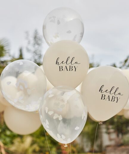 Hello Baby Taupe and Cloud κομφετί μπαλόνια Baby Shower, 5 τμχ.