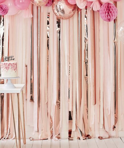 Ροζ και ροζ χρυσό φόντο Party Streamers Backdrop