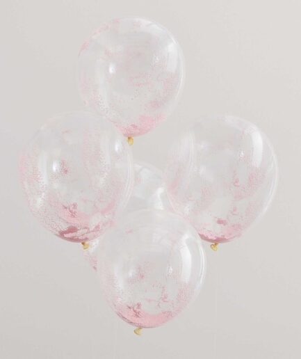 Ροζ παστέλ μπαλόνια γεμάτα κομφετί χάντρες, 5τμχ