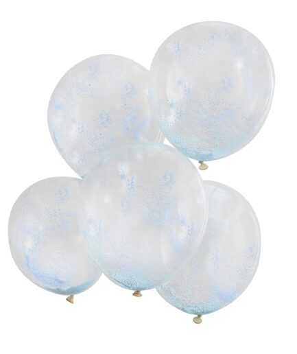Μπλε παστέλ μπαλόνια γεμάτα κομφετί χάντρες , 5τμχ