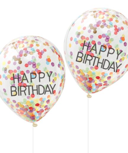 Mπαλόνια κομφετί Happy Birthday, 5 τμχ