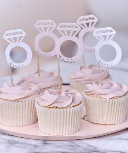Team Bride Hen Party Ring Cupcake Toppers, 12τμχ