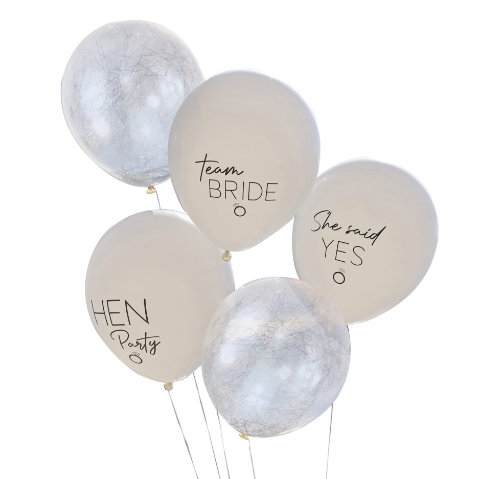 Silver, White and Nude Hen Party Balloon Bundle μπαλόνια μπάτσελορ 5 τμχ.